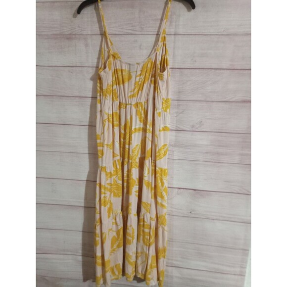 Wild Fable Sundress Size Large Beach Slip Dress Yellow White Hawaii Palm Leaves - Picture 4 of 5